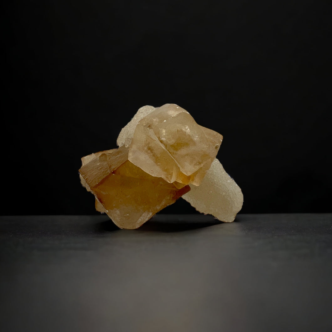 Calcite on Druzy Chalcedony