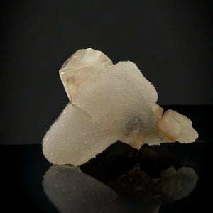 Calcite on Druzy Chalcedony