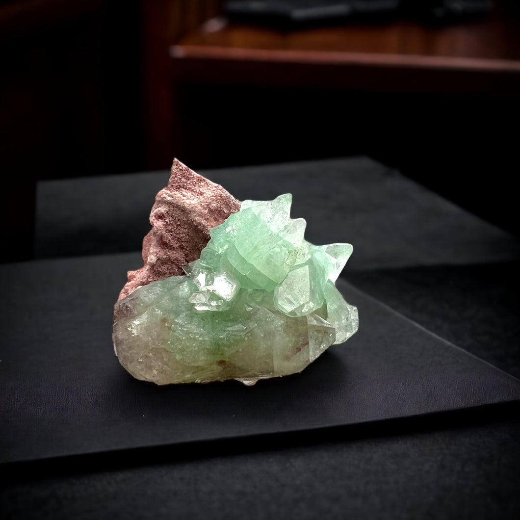 Green Apophyllite and Pink Chalcedony