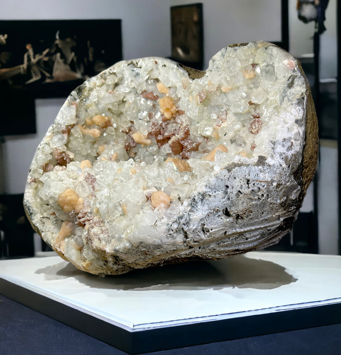 Large Apophyllite Geode with Stilbite and Heulandite – Crystals of India