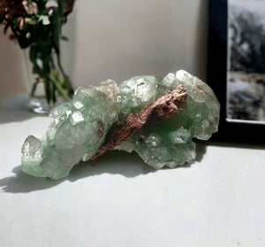 Green Apophyllite and Pink Chalcedony
