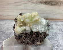 Load image into Gallery viewer, Green Apophyllite with Stilbite on Chalcedony