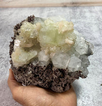 Load image into Gallery viewer, Green Apophyllite with Stilbite on Chalcedony