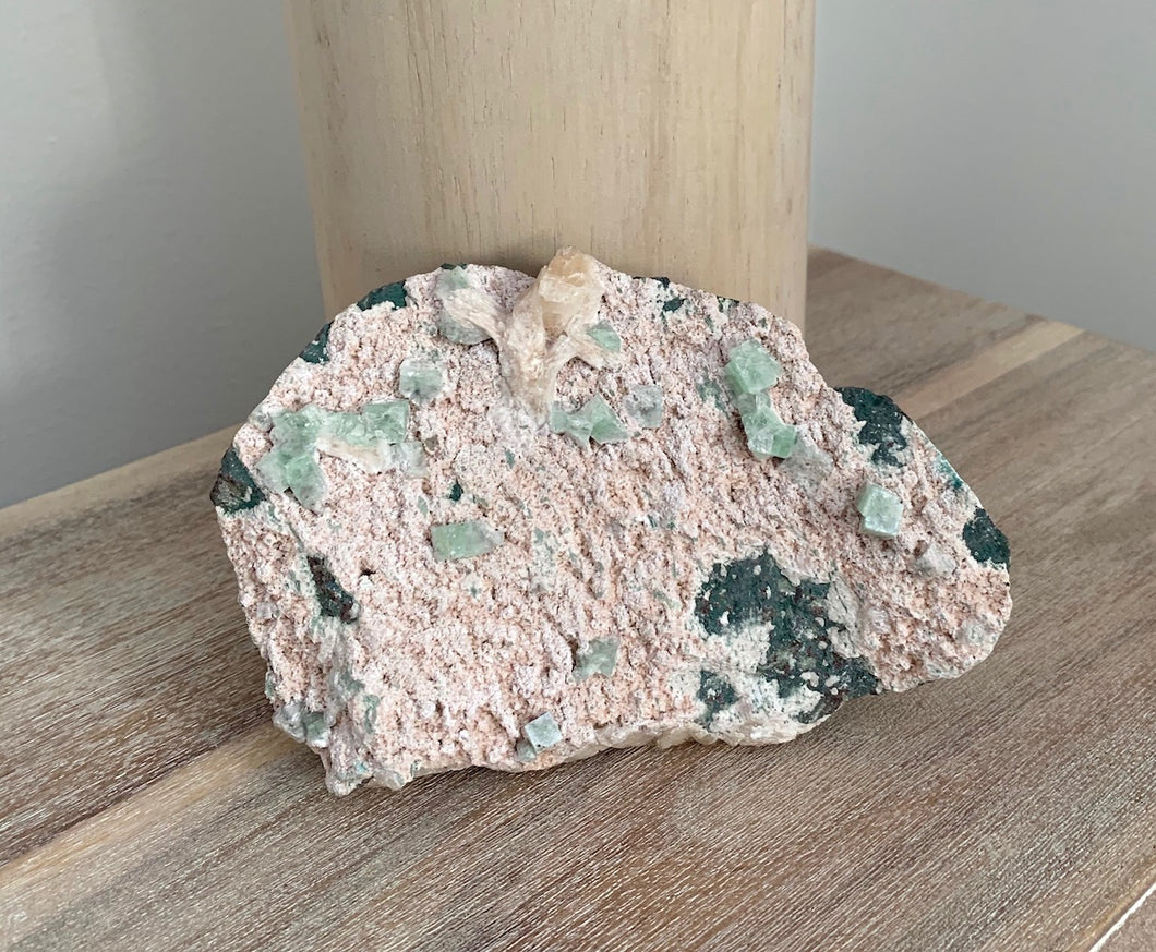 Green Apophyllite with Pink Chalcedony