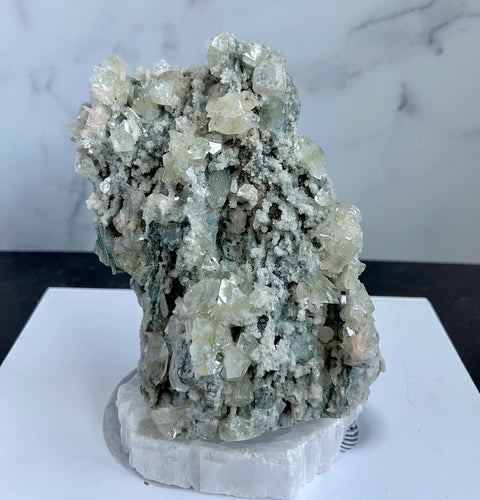 Green Apophyllite on Chalcedony